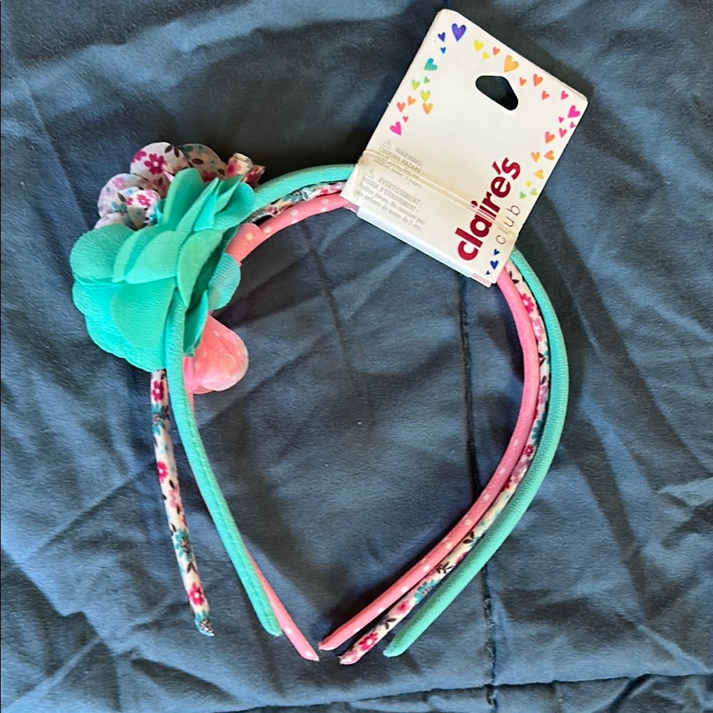 Claire's Floral Headband Trio - Pink, Teal, and Floral